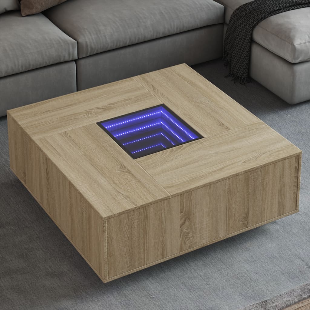 E-shop Multidom Konferenčný stolík s nekonečnými LED dub sonoma 100x100x40 cm