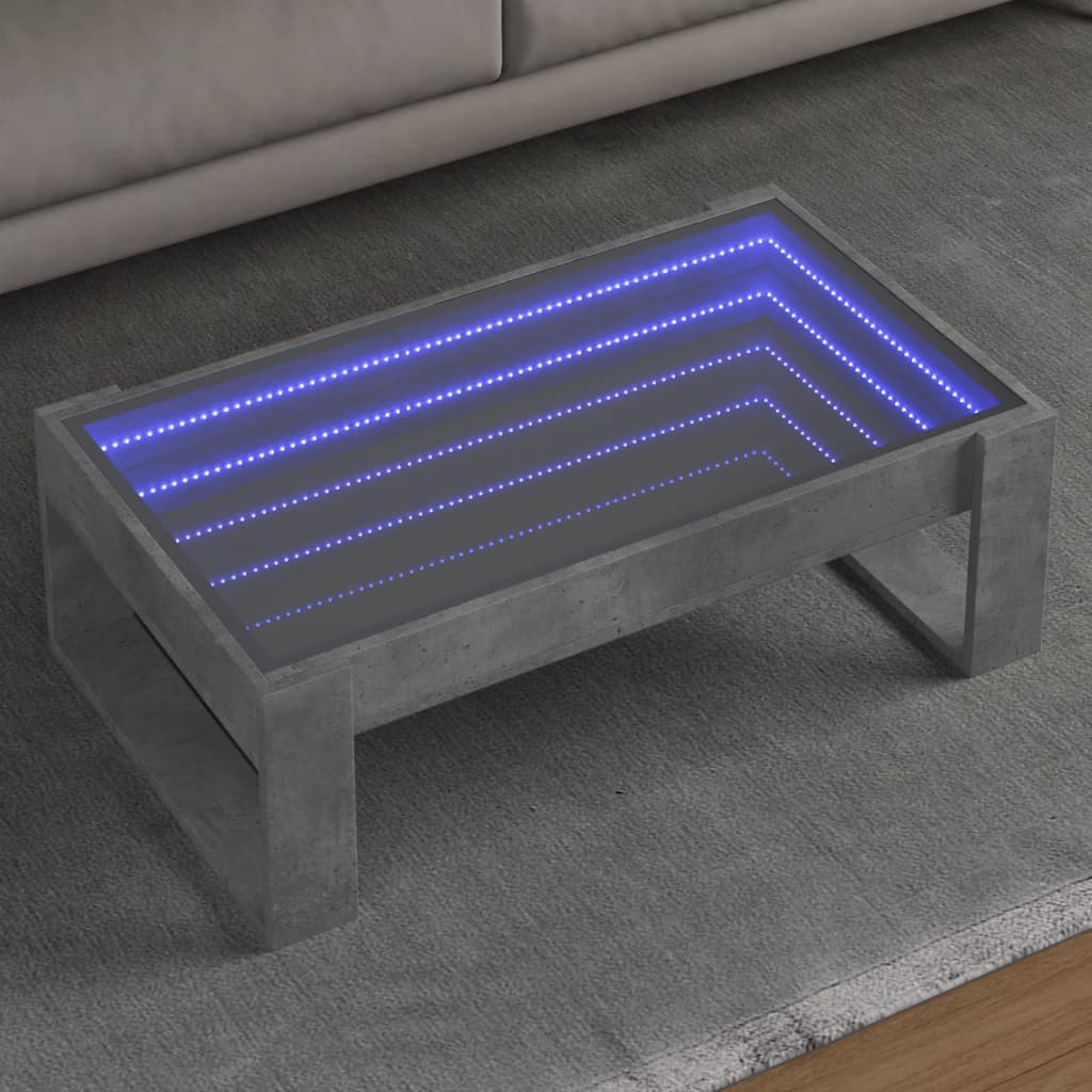 E-shop Multidom Konferenčný stolík s nekonečnými LED betónovosivý 90x53x30 cm