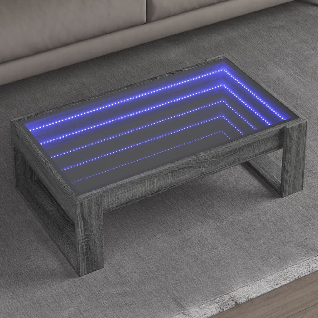 E-shop Multidom Konferenčný stolík s nekonečnými LED sivý sonoma 90x53x30 cm