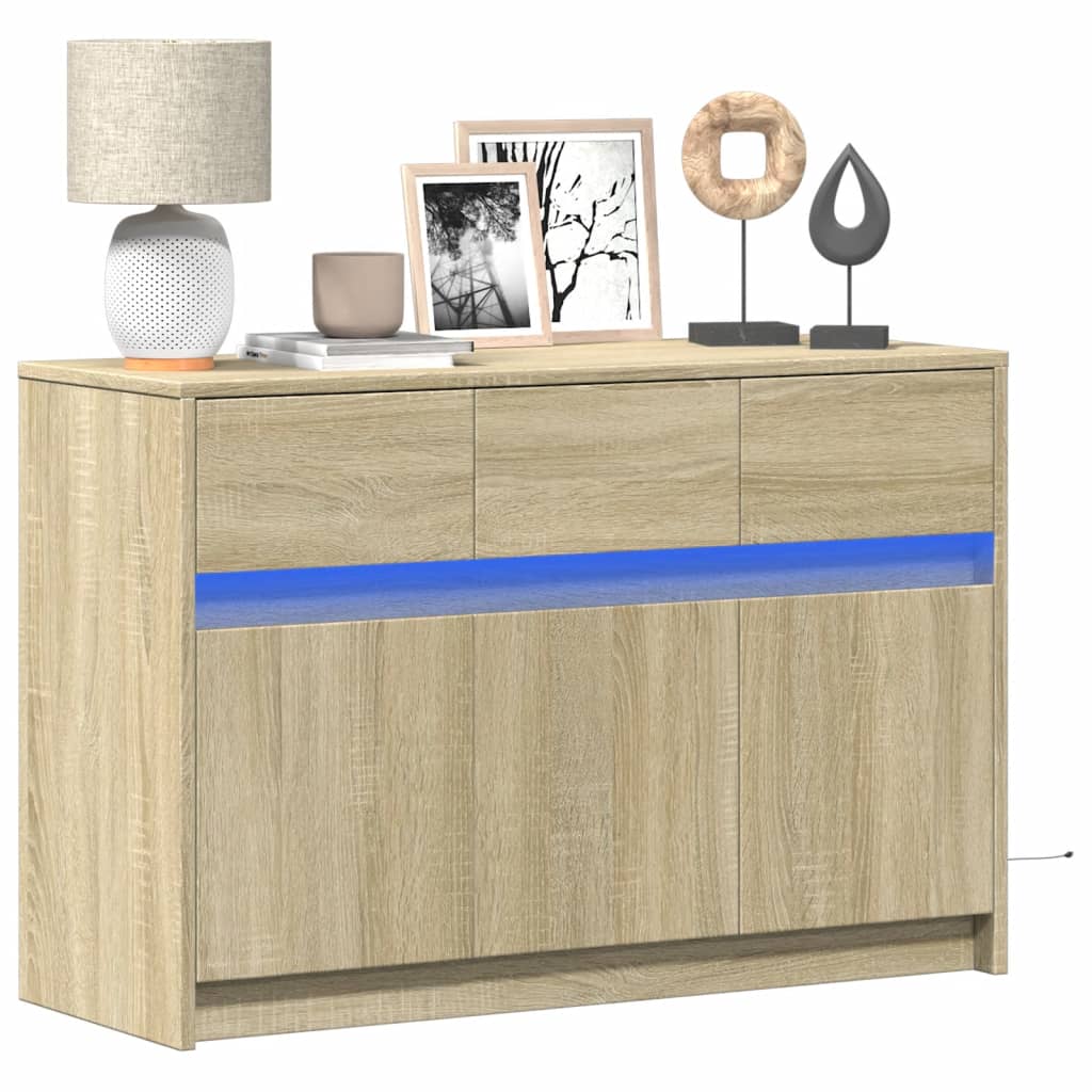 E-shop Multidom TV stolík s LED dub sonoma 91x34x61 cm kompozitné drevo