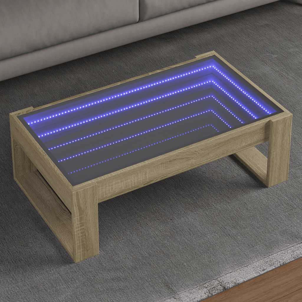 E-shop Multidom Konferenčný stolík s nekonečnými LED dub sonoma 90x53x30 cm