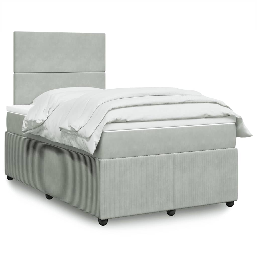 E-shop Multidom Posteľný rám boxsping s matracom bledosivý 120x200 cm zamat