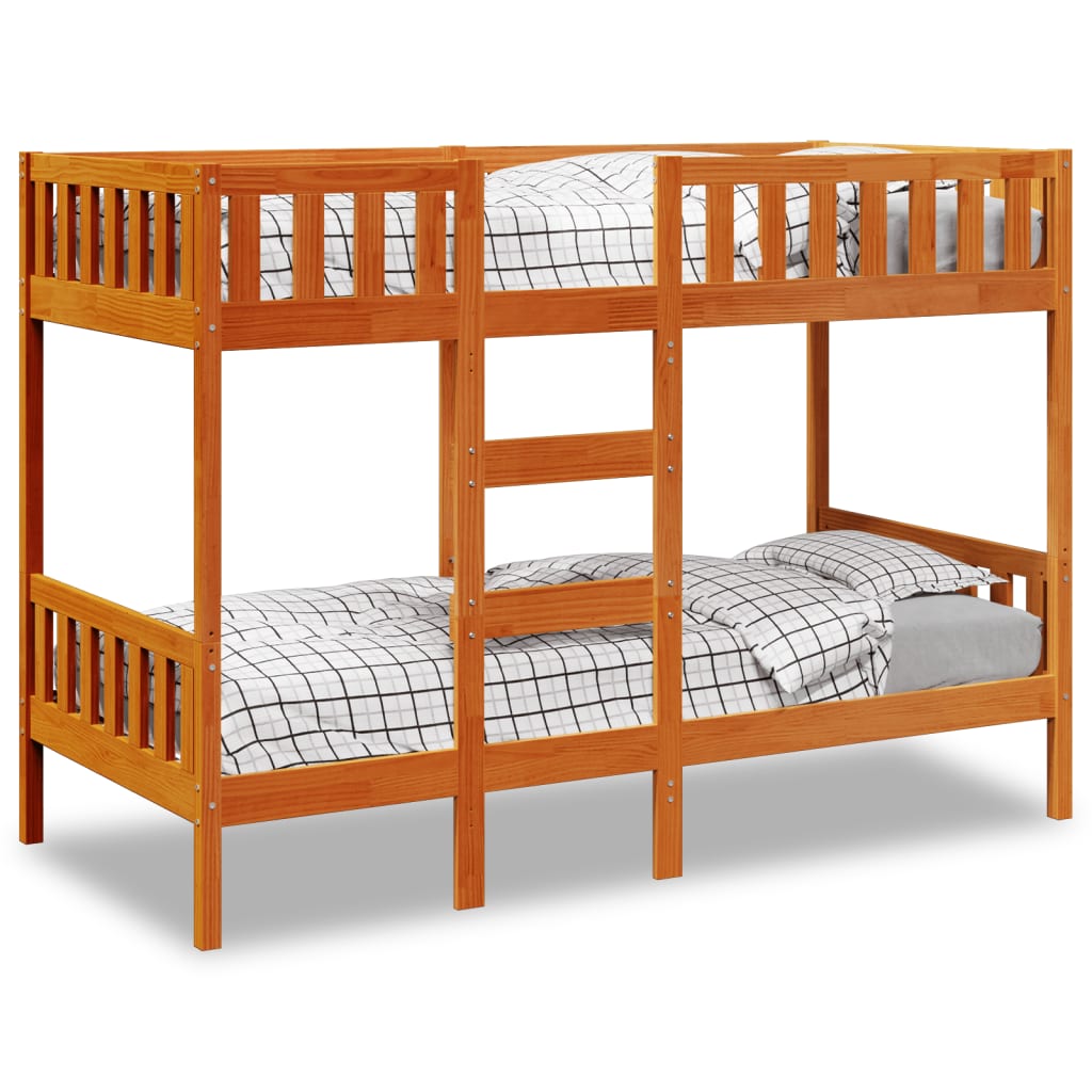 E-shop Multidom Poschodová posteľ voskovo hnedá 90x190 cm borovicový masív