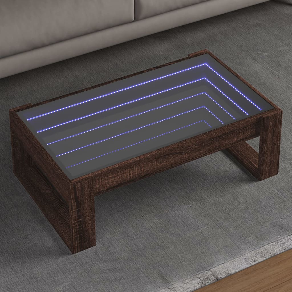 E-shop Multidom Konferenčný stolík s nekonečnými LED hnedý dub 90x53x30 cm