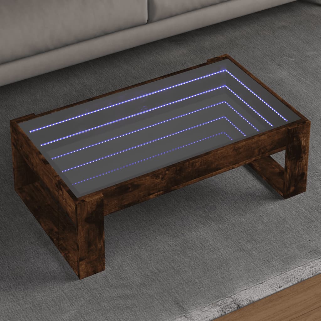 E-shop Multidom Konferenčný stolík s nekonečnými LED dymový dub 90x53x30 cm