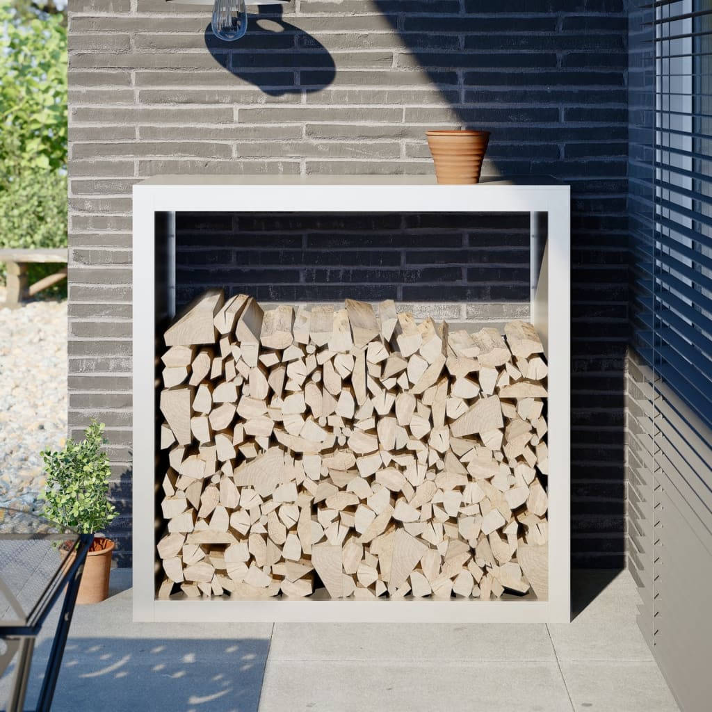 E-shop Multidom Regál na krbové drevo, biely 100x40x100 cm, oceľ