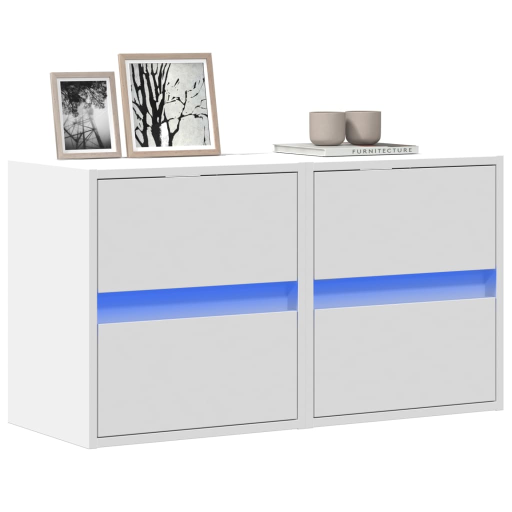 E-shop Multidom TV nástenné skrinky s LED svetlami 2 ks biele 41x31x45 cm