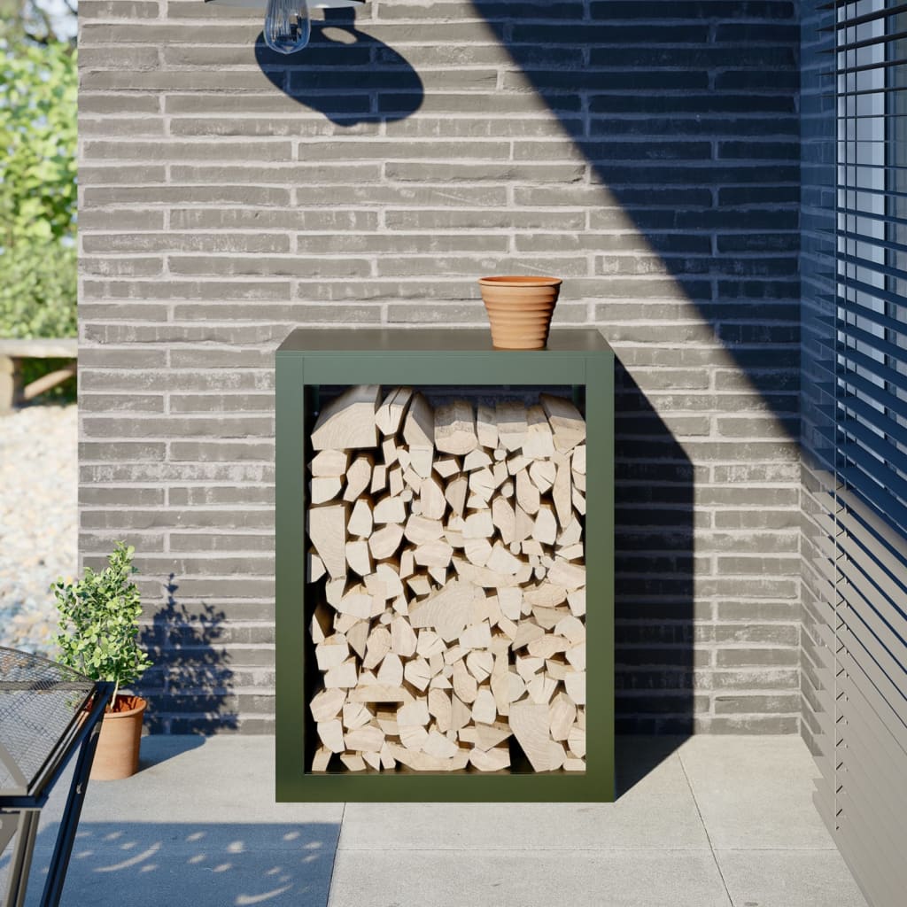 E-shop Multidom Regál na krbové drevo, zelený 60x40x80 cm, oceľ