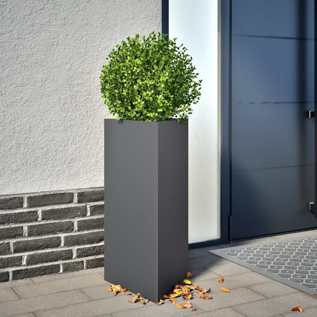 E-shop Multidom Záhradné kvetináče 2 ks antracit trojuholník 40x34,5x75 cm oceľ