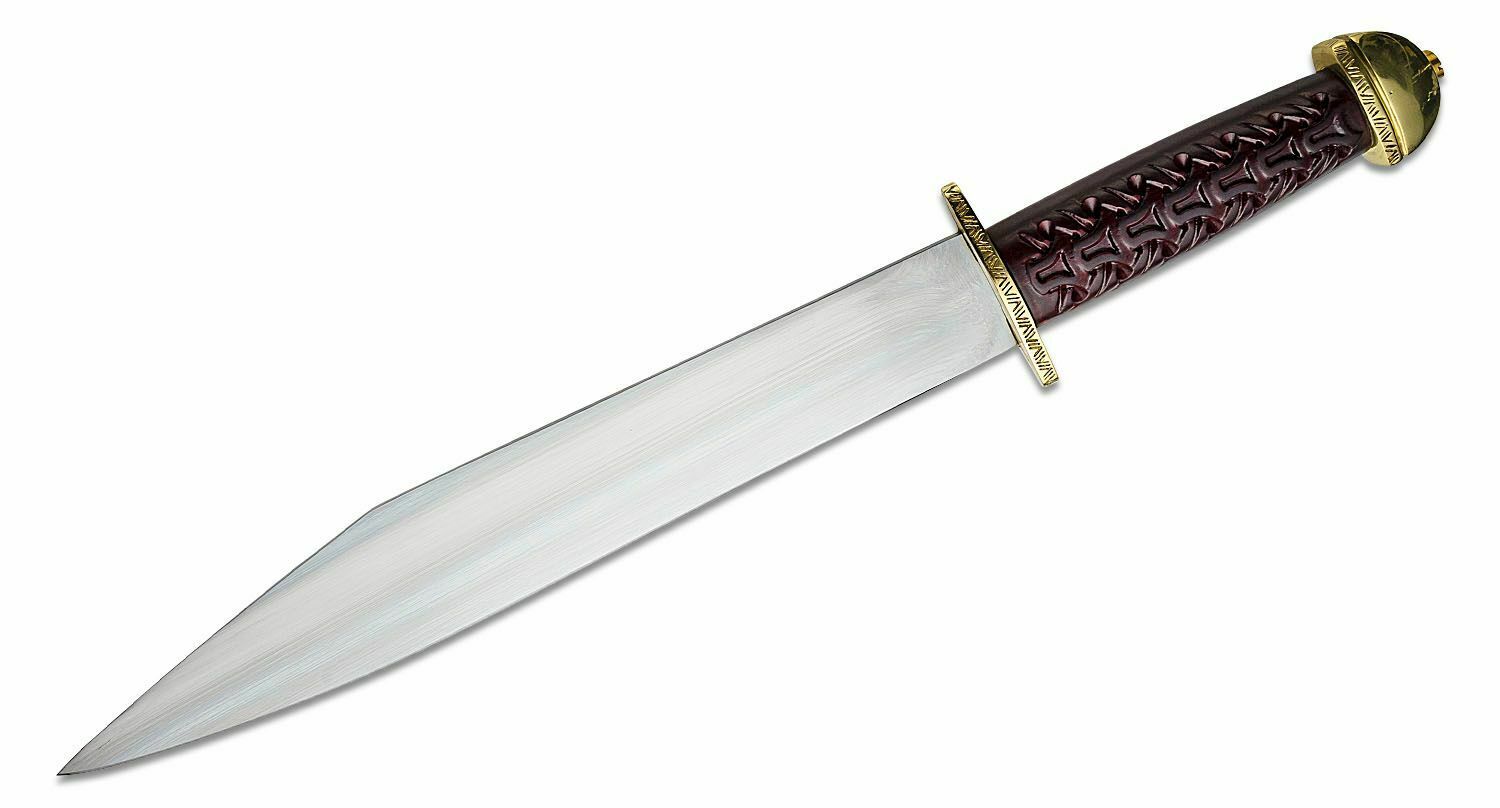 E-shop Cold Steel 88HUK Chieftan’s Sax meč/nôž 34 cm, drevo, mosadz, kožené puzdro