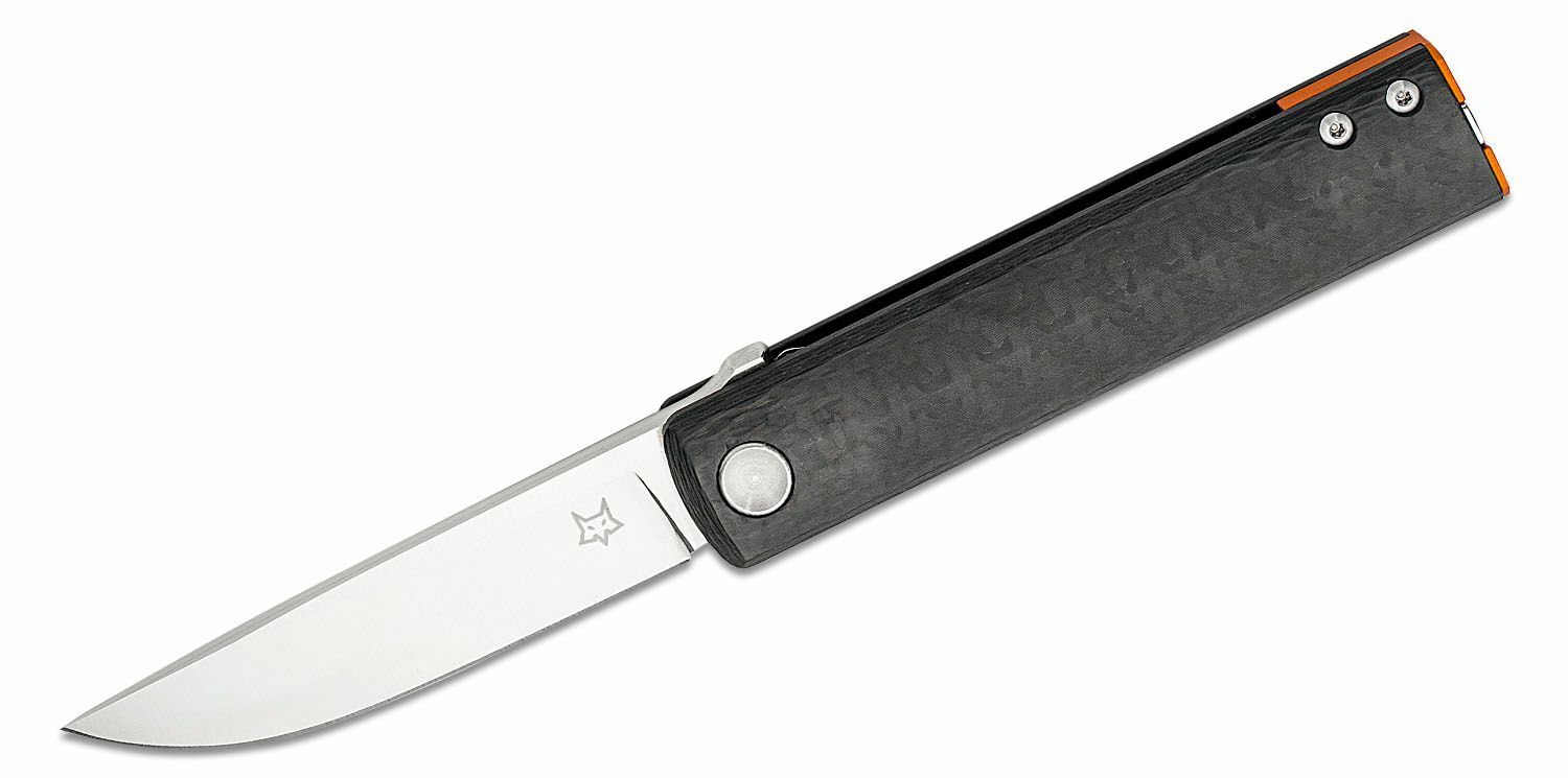 FOX Knife FX-543 CFO Chnops vreckový nôž 7,5 cm, čierna, oranžová, uhlíkové vlákno