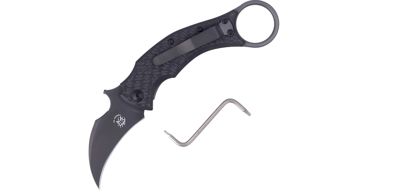 E-shop FOX Knives FX-591 Tic B Black Bird vreckový nôž - karambit 6,5 cm, celočierny, uhlíkové vlákno