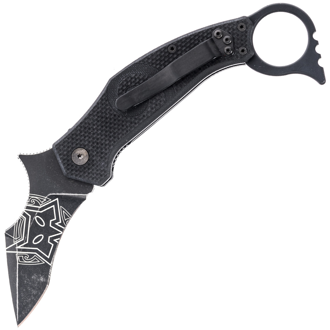 E-shop FOX Knives FX-653 MOA Wihongi taktický vreckový nôž karambit 7 cm, celočierny, G10, nylonové puzdro