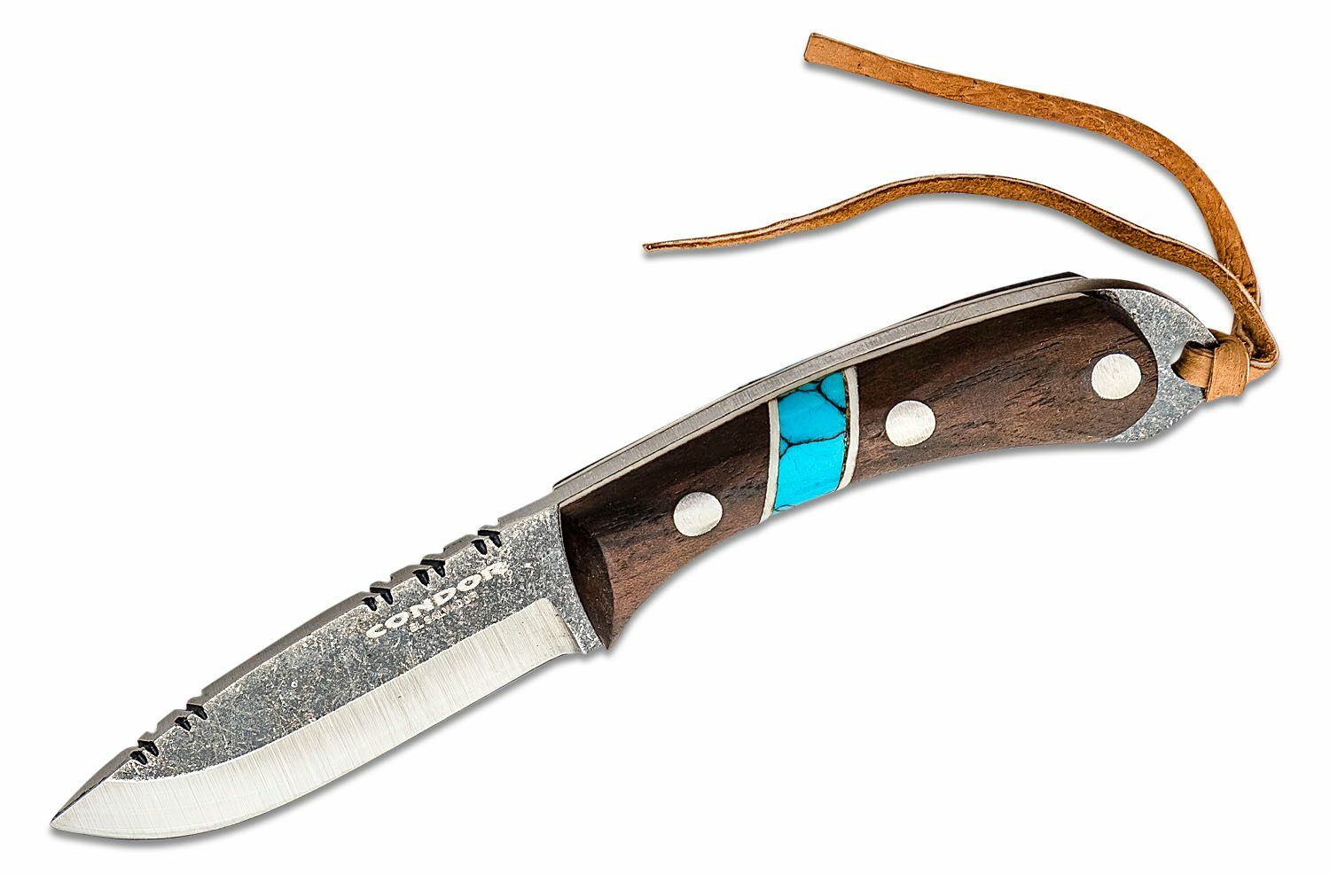E-shop Condor CTK2839-2.3HC BLUE RIVER Neck Knife nôž na krk 5,9 cm, orechové drevo, tyrkys, kožené puzdro