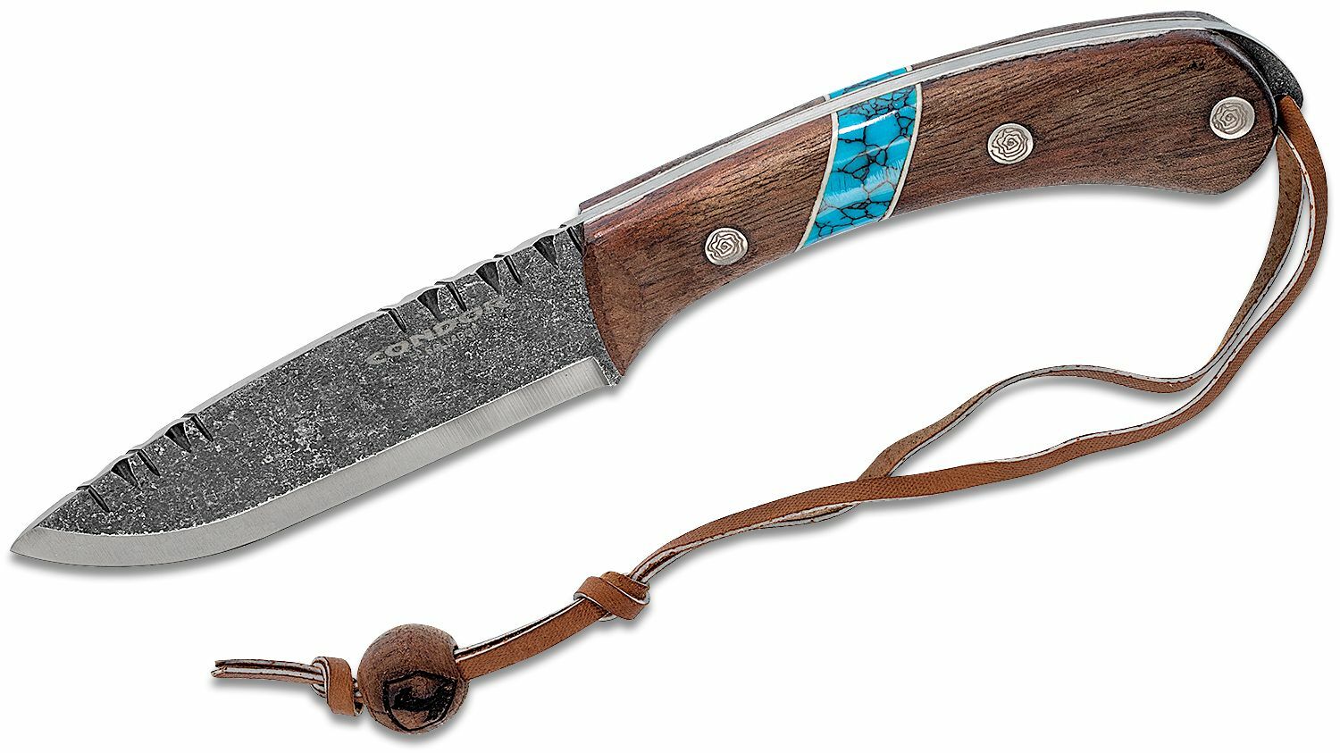 Condor CTK2825-4.3HC BLUE RIVER KNIFE lovecký nôž 11 cm, orechové drevo, tyrkys, kožené puzdro