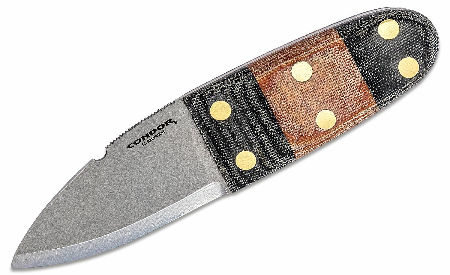 E-shop Condor CTK3923-2.6HC PRIMITIVE BUSH dýka 6,7 cm, čierno-hnedá, Micarta, kožené puzdro