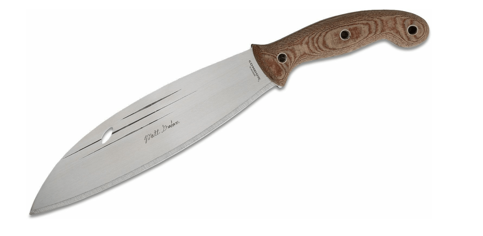 E-shop Condor CTK3924-9.9 PRIMITIVE BUSH MONDO vonkajší nôž 25,4 cm, hnedá, Micarta, kožené puzdro