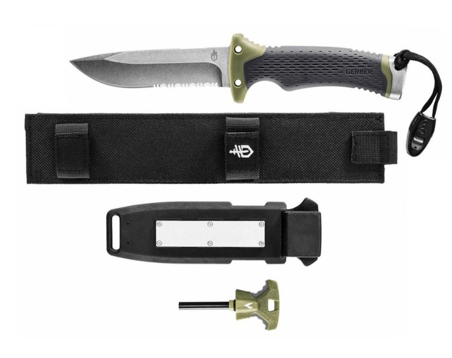 E-shop Gerber 30-001830 Ultimate Survival nôž na prežitie 12 cm, Stonewash, plast a guma, puzdro
