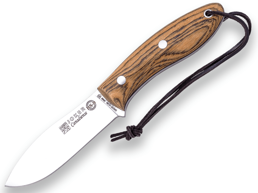 E-shop JOKER KNIFE CB114 CANADIENSE tradičný vonkajší nôž 10,5 cm, drevo Bocote, kožené puzdro