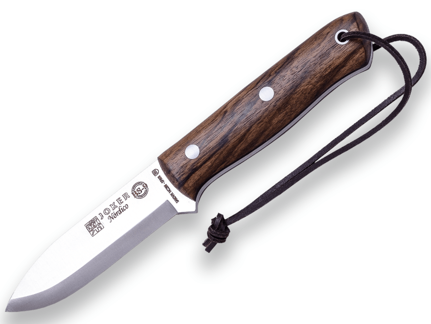 E-shop JOKER CN115 NÓRDICO vonkajší nôž 10 cm, orechové drevo, kožené puzdro