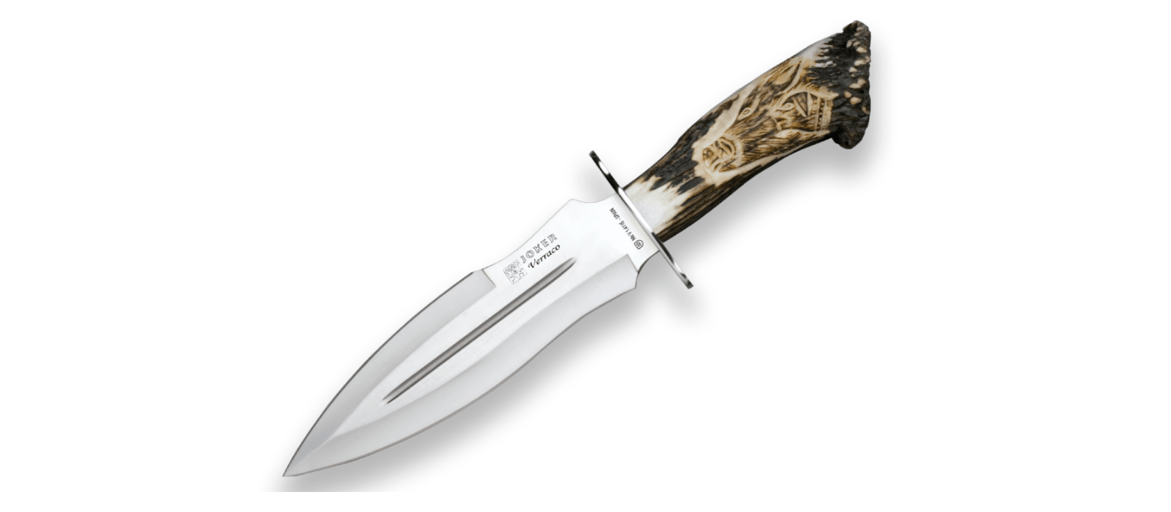 E-shop JOKER CT42 VERRACO vonkajší nôž 26 cm, jelení paroh, kožené puzdro