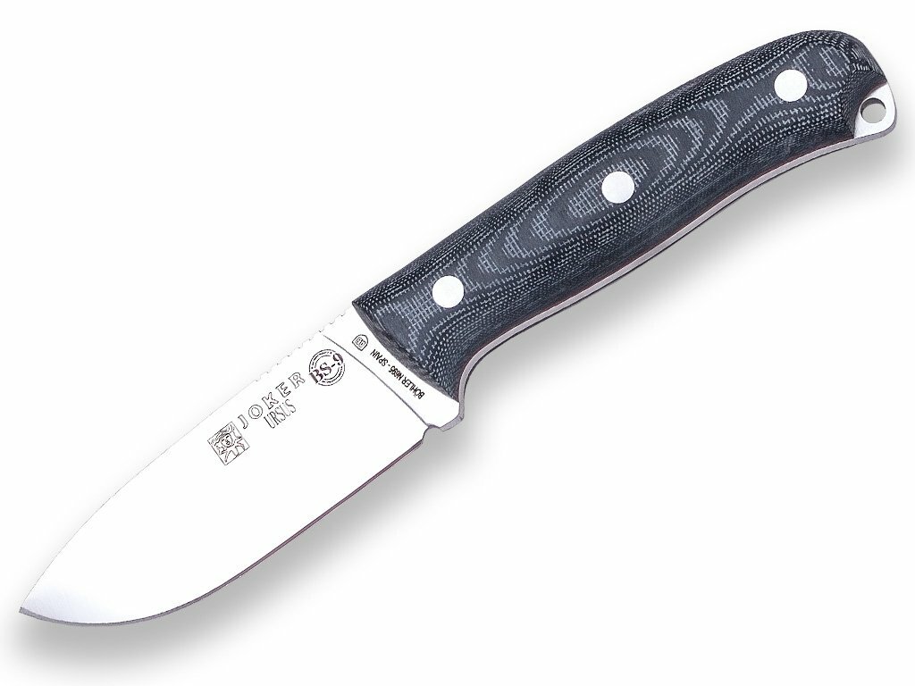 E-shop JOKER CM116 URSU vonkajší nôž 10 cm, čierna, Micarta, kožené puzdro, paracord 2m