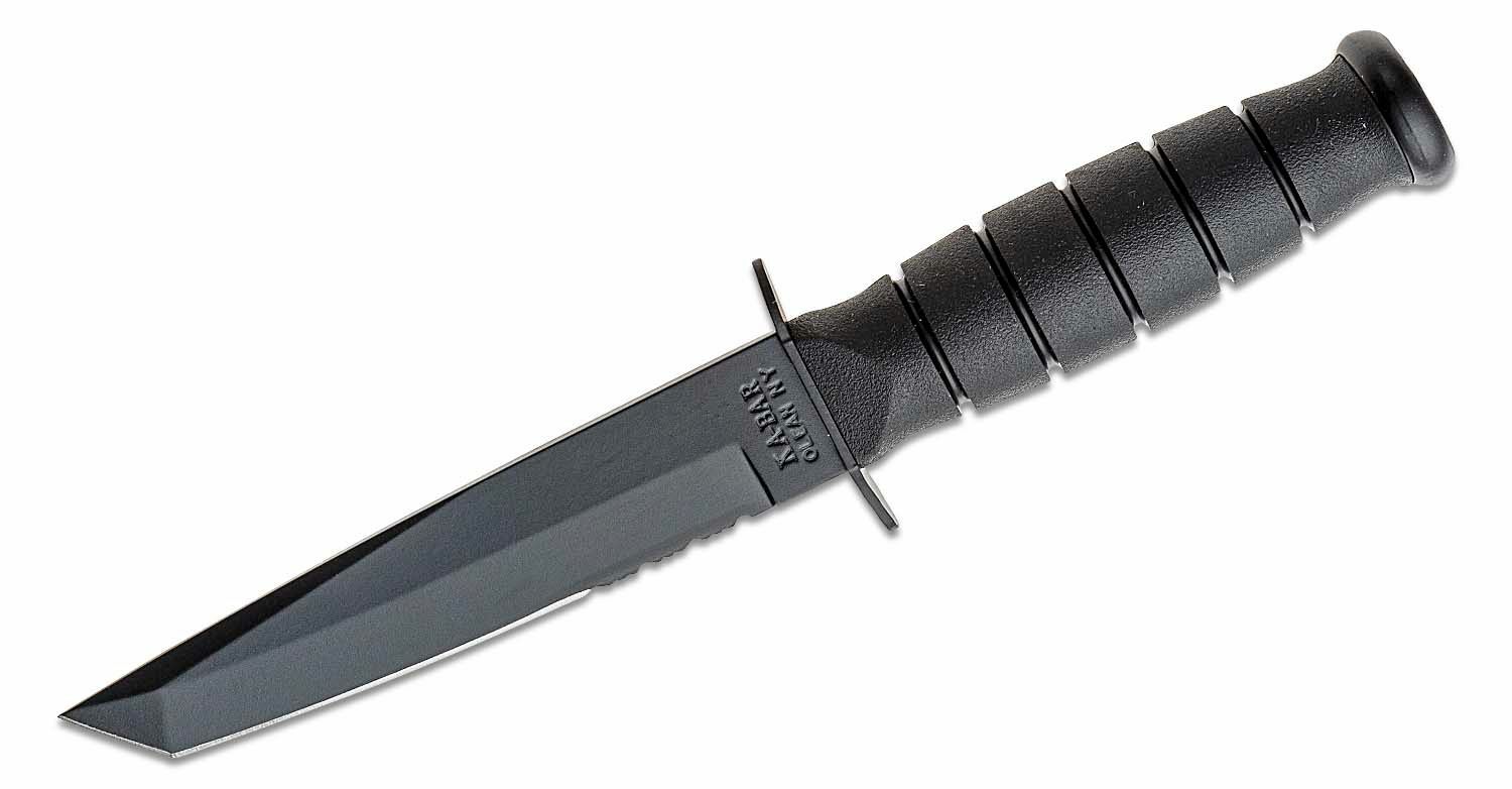E-shop KA-BAR KB-5055 SHORT TANTO BLACK bojový nôž 13,3 cm, celočierny, Kraton, plastové puzdro