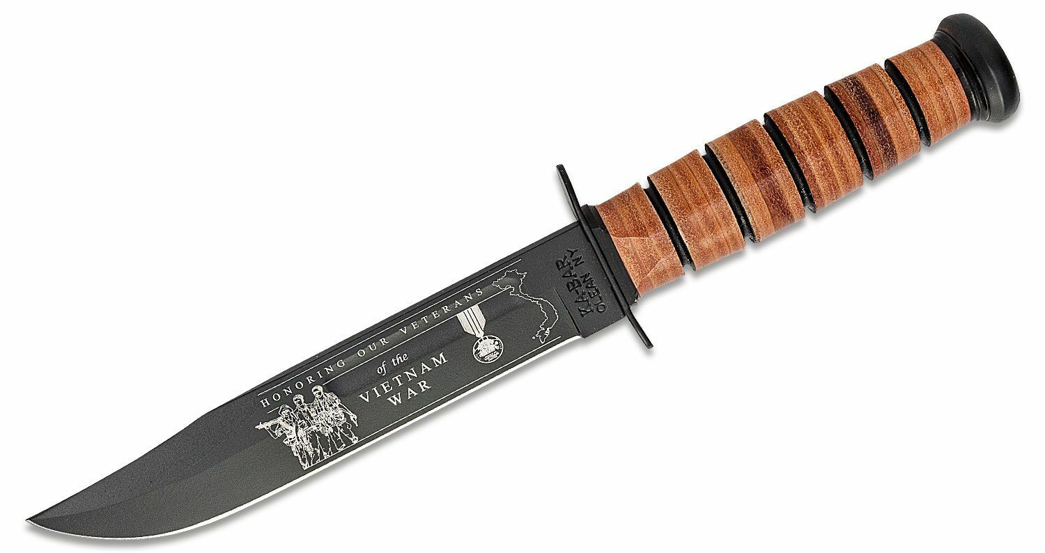 E-shop KA-BAR KB-9139 U.S. ARMY VIETNAM bojový zberateľský nôž 17,8 cm, čierna, koža, kožené puzdro