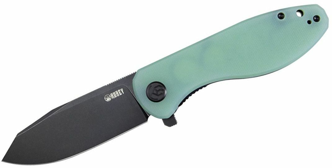 E-shop Kubey KU358D Master Chief vreckový nôž 8,7 cm, čierna, bledozelená Jade, G10, spona