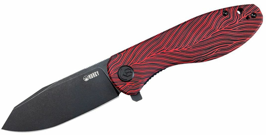 E-shop Kubey KU358A Master Chief vreckový nôž 8,7 cm, čierna, červená, G10, damašek, spona