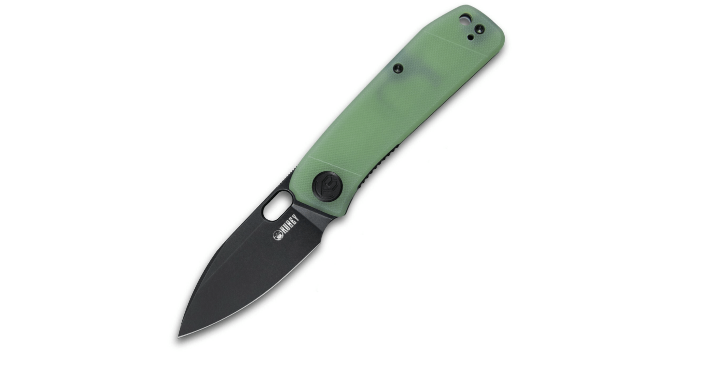 E-shop Kubey KU2104C Hyde vreckový nôž 7,5 cm, čierna, bledozelená Jade, G10, spona