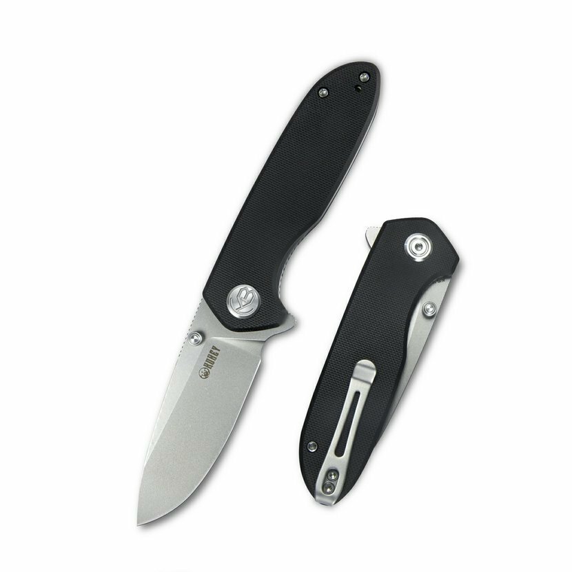 E-shop Kubey KU342A Belus Black vreckový nôž 7,5 cm, Bead Blasted, čierna, G10, spona