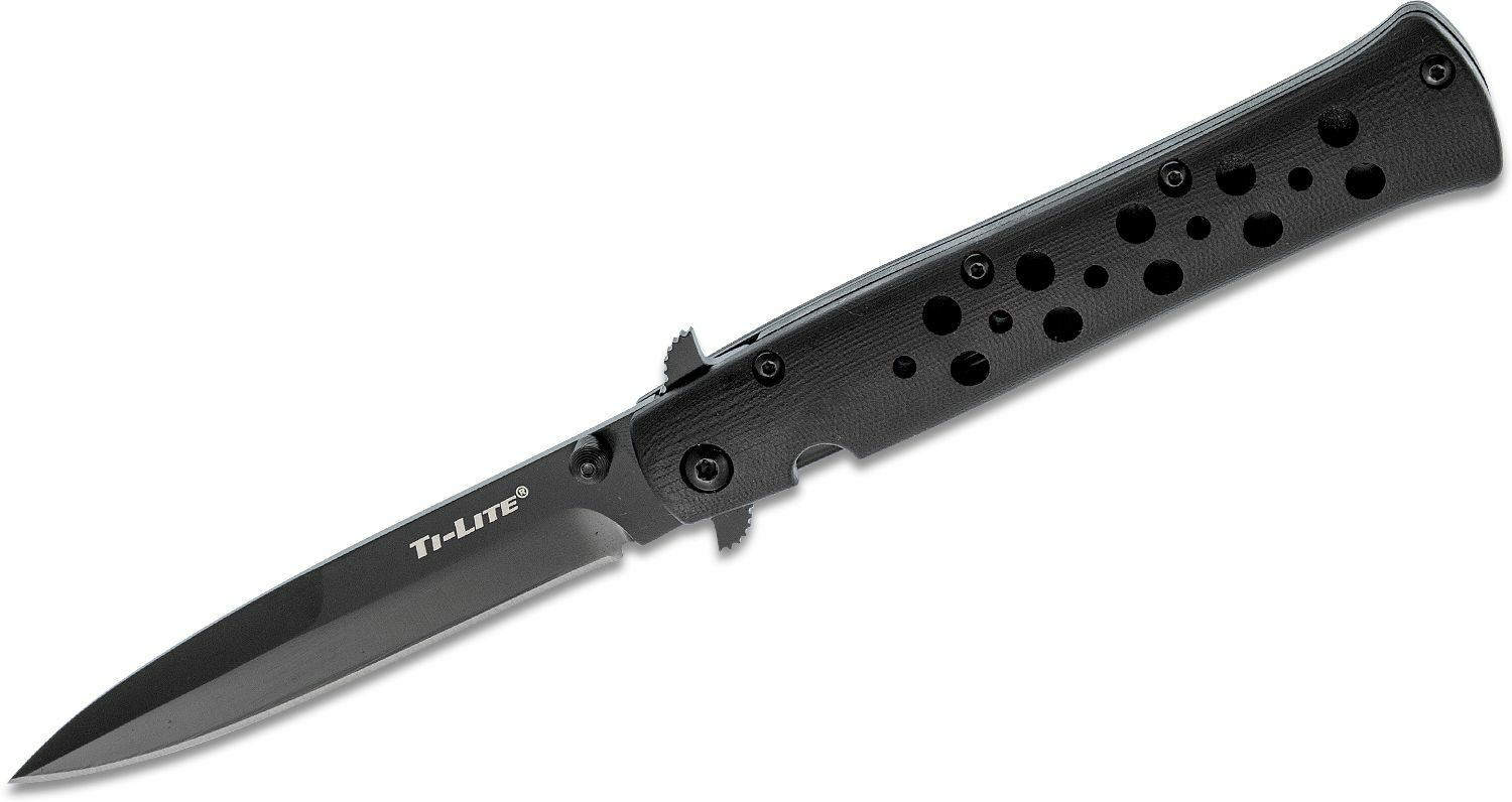 E-shop Cold Steel 26C4 Ti-Lite 4” vreckový nôž 10,2 cm, celočierny, G10
