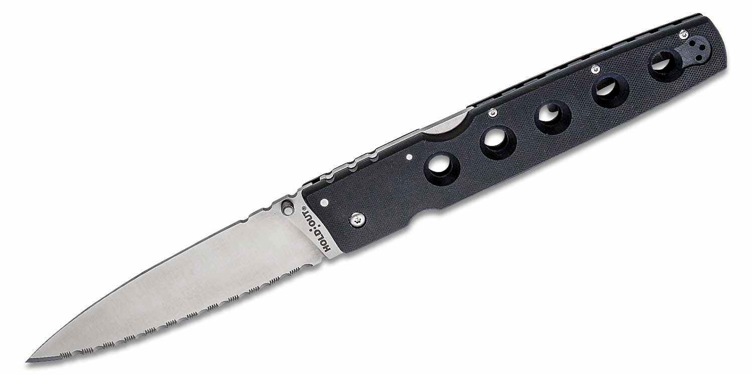 E-shop Cold Steel 11G6S Hold Out 6" serrated vreckový nôž 15,2 cm, Satin, čierna, G10