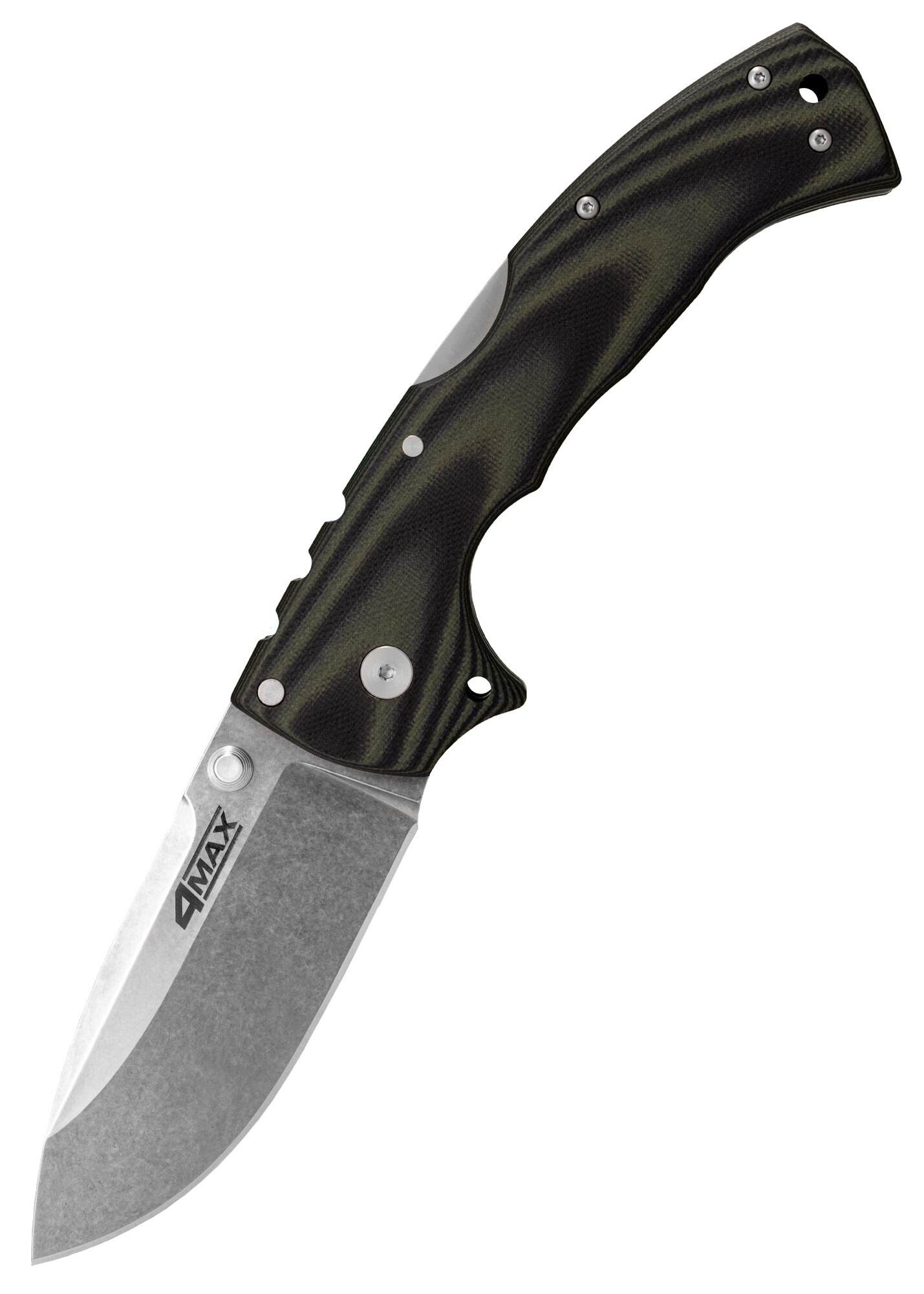 E-shop Cold Steel 62RMA 4-Max vreckový nôž 10,1 cm, čierno-zelená, G10, Stonewash, spona
