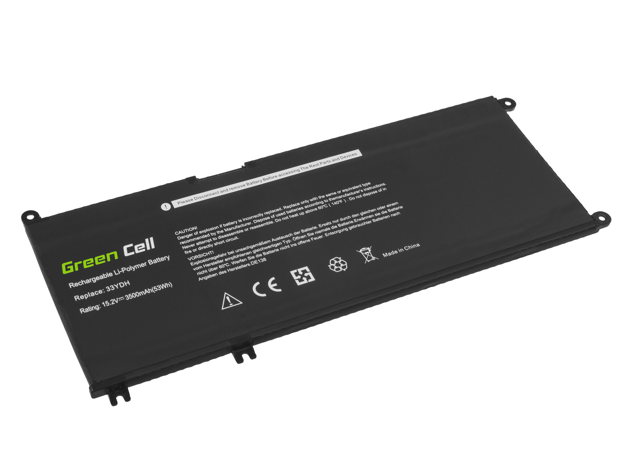 DE138 Green Cell Battery 33YDH for Dell Inspiron G3 3579 3779 G5 5587 G7 7588 7577 7773 7778 7779 77