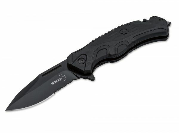 E-shop Böker Plus 01BO321 Savior 2 záchranársky vreckový nôž 8,5 cm, čierna, TPR, FRN, nylonové puzdro