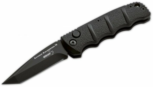 E-shop Böker Plus 01KALS73BT AKS-74 Mini Tanto Black automatický taktický nôž 6,4 cm, celočierna, hliník