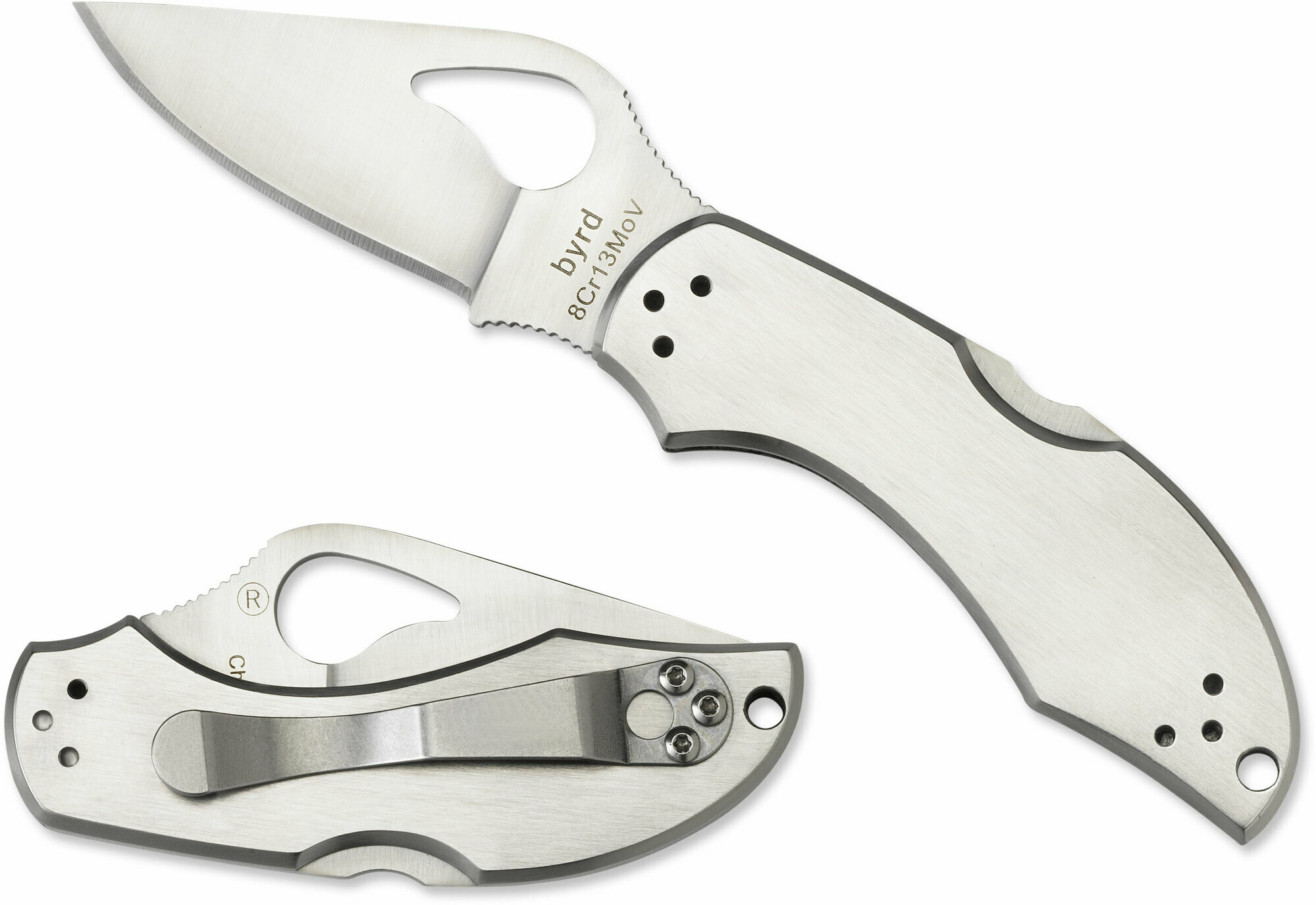 E-shop Byrd BY10P2 Robin 2 Plain Stainless vreckový nôž 6,1 cm, Satin, celooceľový