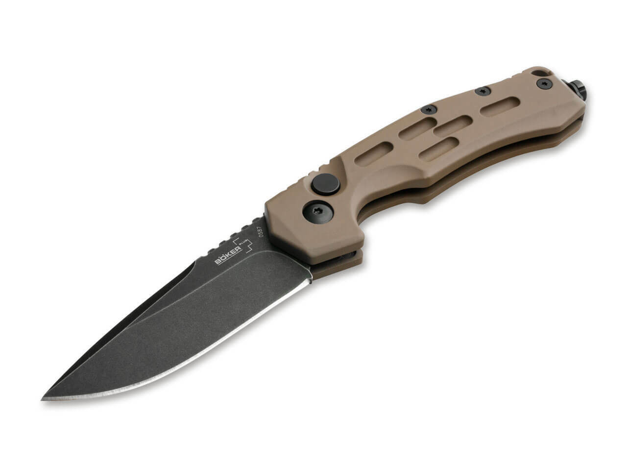 E-shop Böker Plus 01BO794 Thunder Storm Auto Coyote automatický taktický nôž 7,2 cm, hnedá, hliník