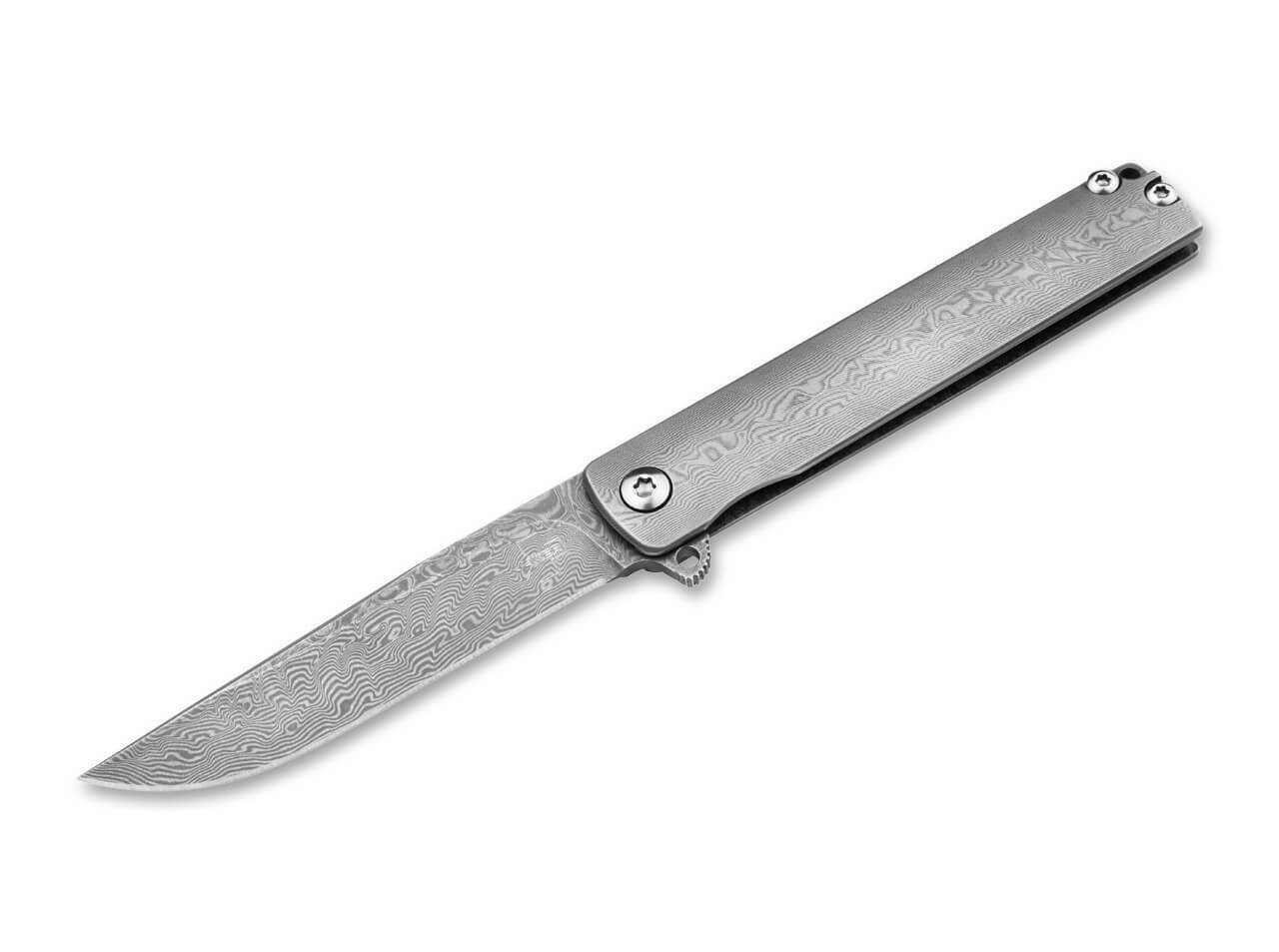 E-shop Böker Plus 01BO358DAM Gemma Damascus vreckový nôž 6,4 cm, damašek, spona
