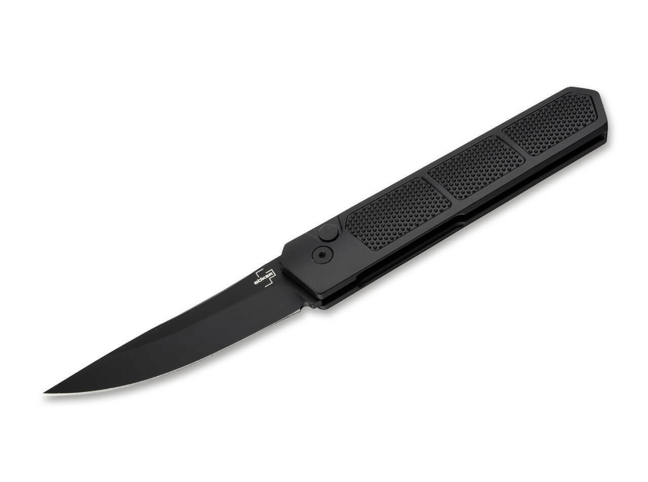 E-shop Böker Plus 01BO474 Kwaiken Grip Auto Black automatický nôž 8,5 cm, čierna, hliník, spona