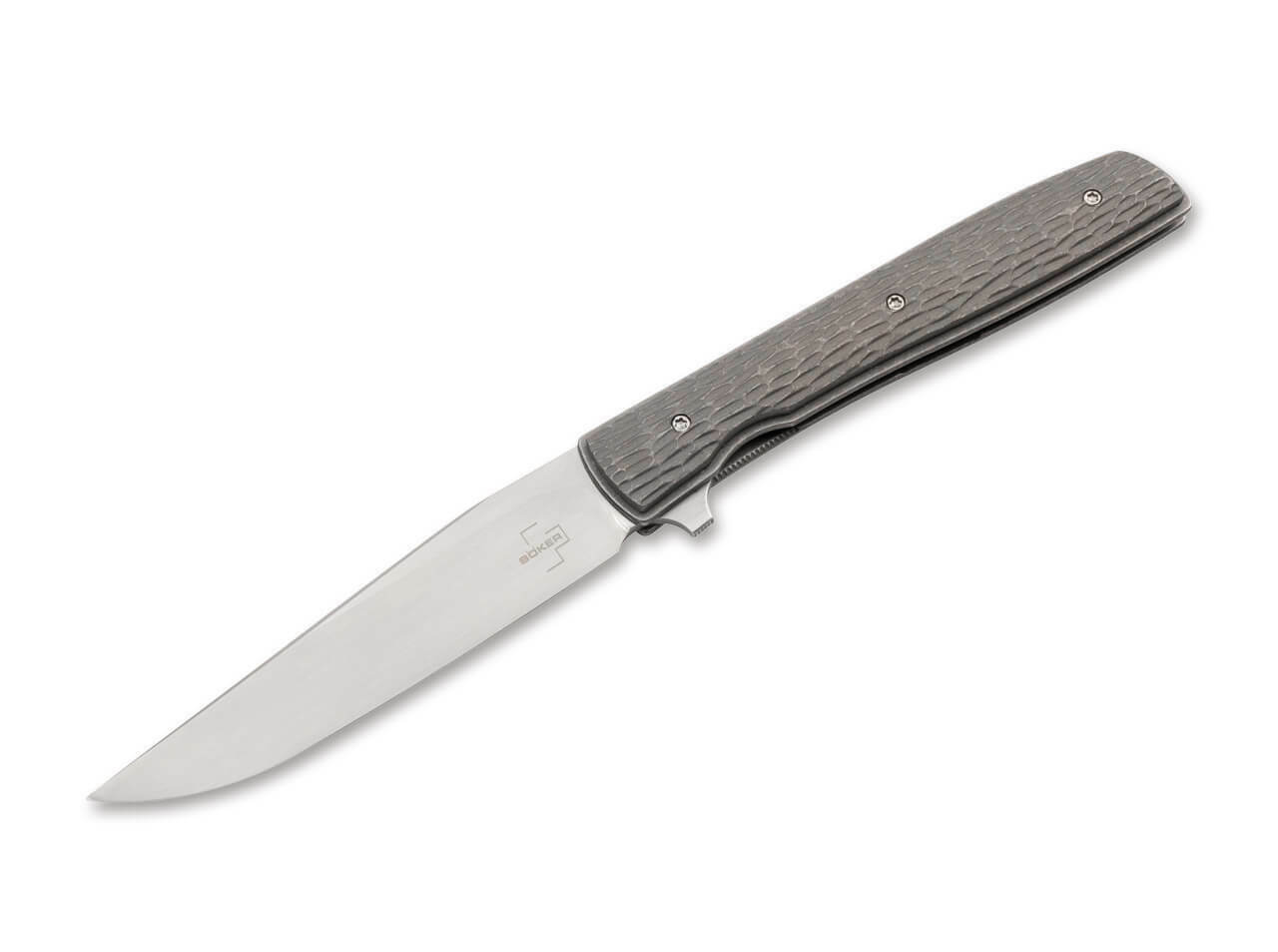 E-shop Böker Plus 01BO476 Urban Trapper Jigged Titanium vreckový nôž 8,9 cm, titán, nylonové puzdro