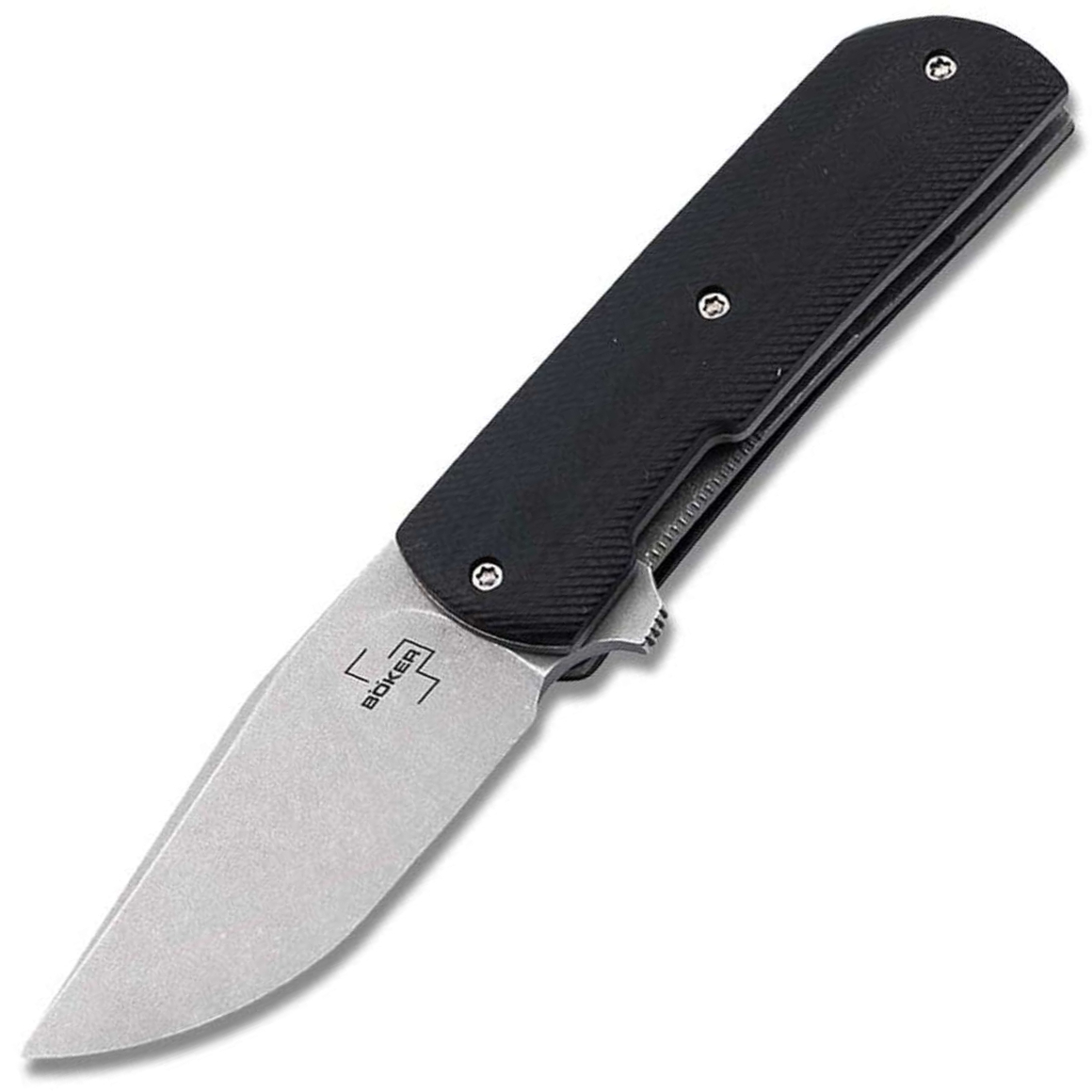 E-shop Böker Plus 01BO639 URBAN TRAPPER STUBBY malý vreckový nôž 5 cm, Stonewash, čierna, G10, puzdro nylon