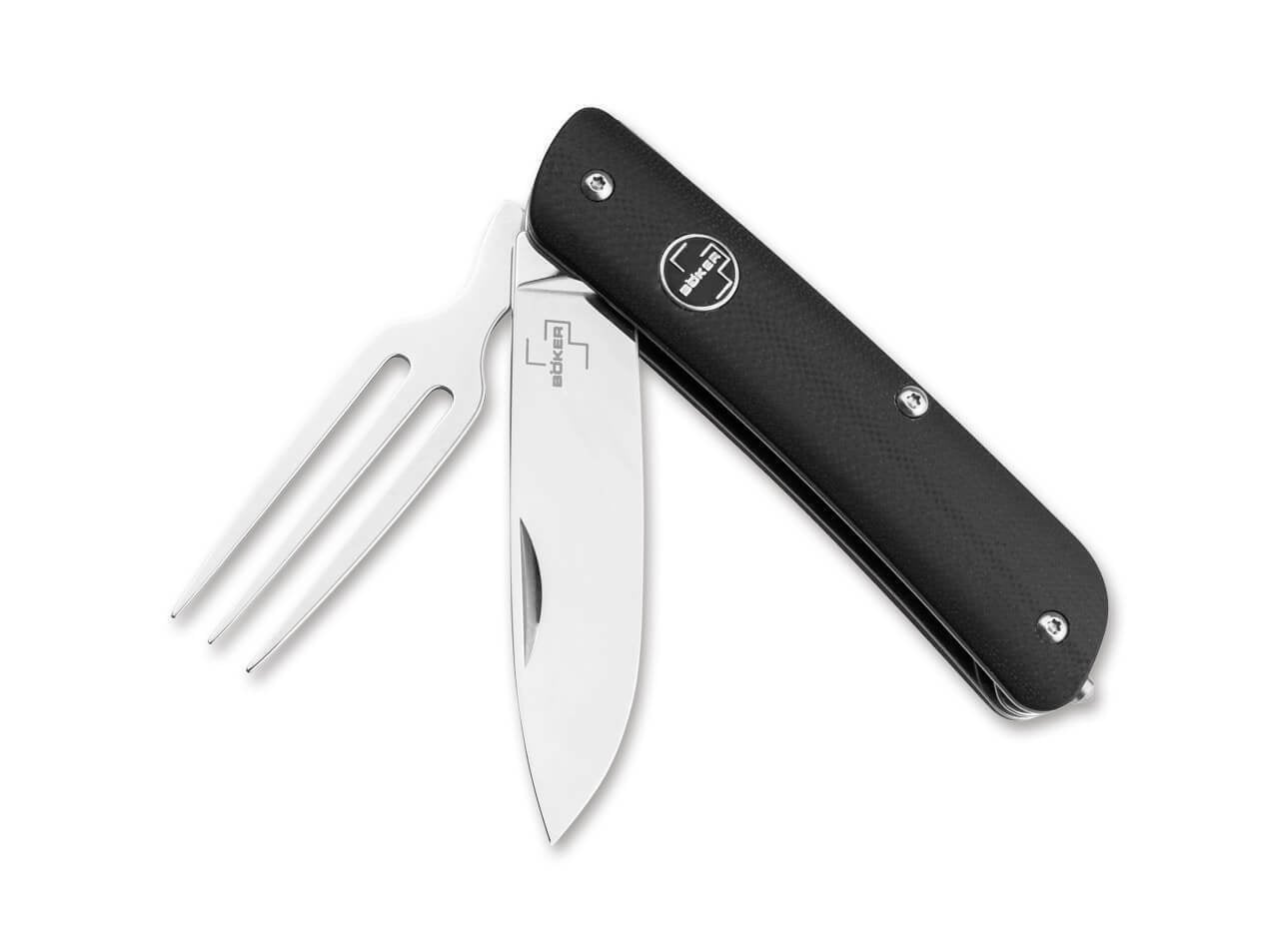 E-shop Böker Plus 01BO817 Tech Tool Fork vreckový nôž s vidličkou 7,1 cm, čierna, G10