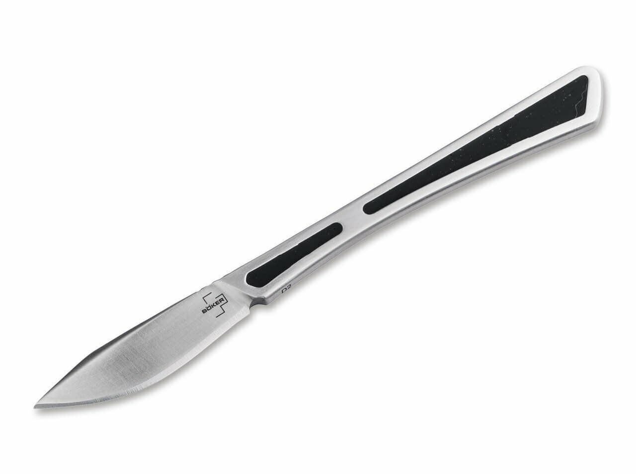 E-shop Böker Plus 02BO072 SCALPEL pevný nôž 4,2 cm, Satin, celooceľový, retiazka, puzdro Kydex
