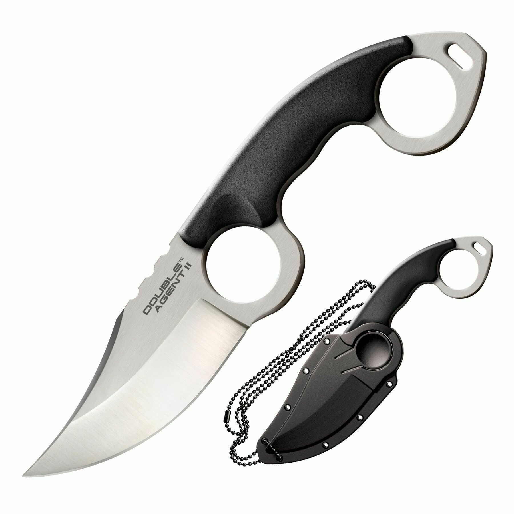 E-shop Cold Steel 39FN Double Agent II nôž - karambit na krk 7,6 cm, čierna, Griv-Ex, puzdro Secure-Ex