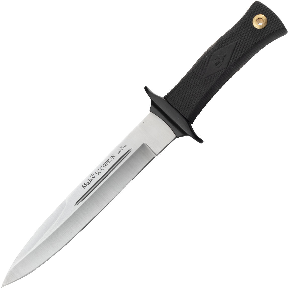 E-shop Muela SCORPION-19W bojový taktický nôž 19 cm, čierna, guma, kožené puzdro