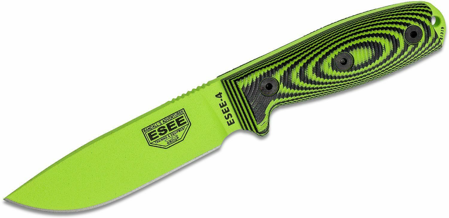 E-shop ESEE 4PVG-007 MODEL 4 VENOM nôž na prežitie 11,4 cm, neónová zelená, čierno-zelená, G10, puzdro