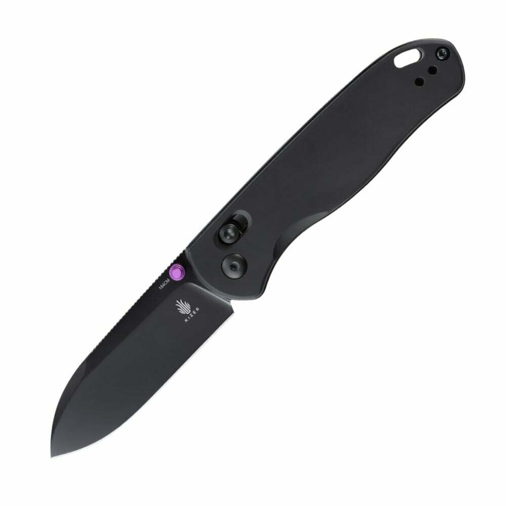 E-shop Kizer V3619C2 Drop Bear Black Aluminium vreckový nôž 7,6 cm, celočierna, hliník